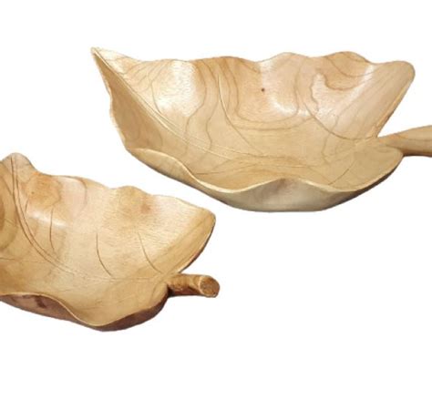 Carved Wooden Leaf Bowl