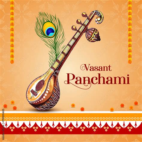 Vector Illustration Poster Of Happy Vasant Panchami Vasant Panchami