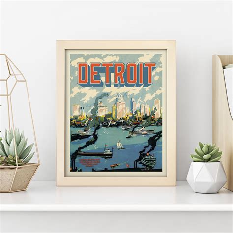 Vintage Detroit Travel Poster Detroit Print 5 Sizes - Etsy