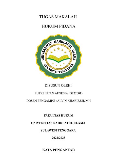 Makalah Hukum Pidana Putri Intan Afnesia Tugas Makalah Hukum Pidana Disusun Oleh Putri Intan