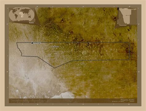 Ohangwena Namibia Low Res Satellite Labelled Points Of Cities Stock