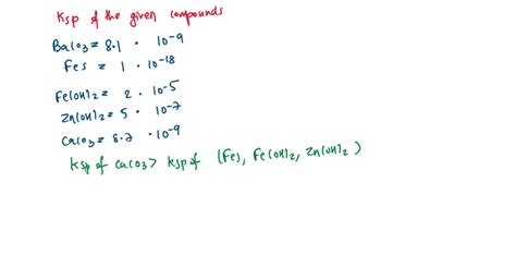 SOLVED Consider These Compounds BaCO3 FeS Fe OH 2 Zn OH 2 Complete