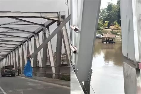 Waduh Setelah Ikatan Besi Atas Copot Kini Pagar Besi Jembatan Siak Ii