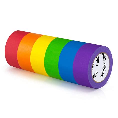 Craftzilla Colored Masking Tape 6 Roll Multi Pack Vibrant Rainbow