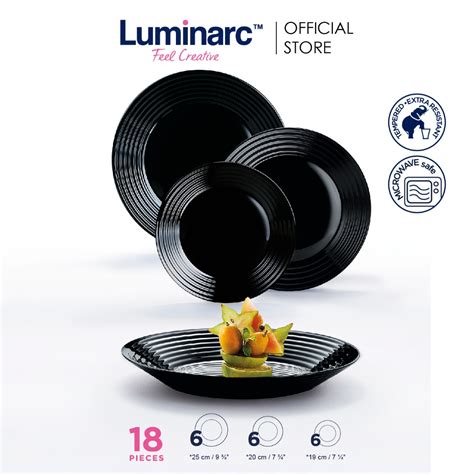 Luminarc 18Pcs Harena Dinner Plate Set Black 18 Pieces Model