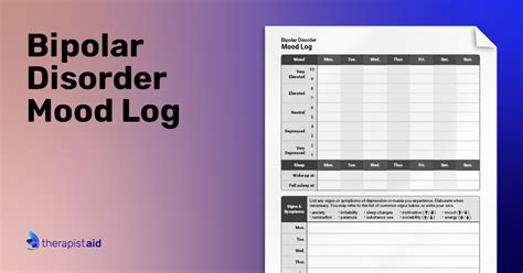 Bipolar Disorder Mood Log Worksheet Therapist Aid