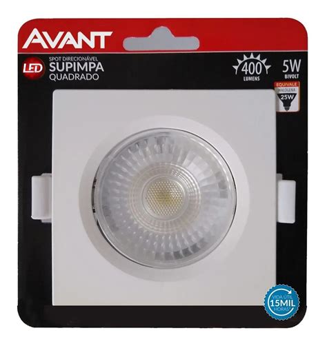 Spot Led Authentic Direcionável De Embutir Avant 5w 6500k Bivolt Luz Branca Quadrado