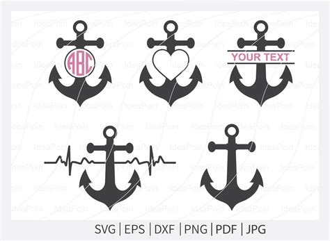 Boat Anchor Svg Anchor Monogram Svg Anchor Svg Anchor Silhouette Anchor Heartbeat Svg Split