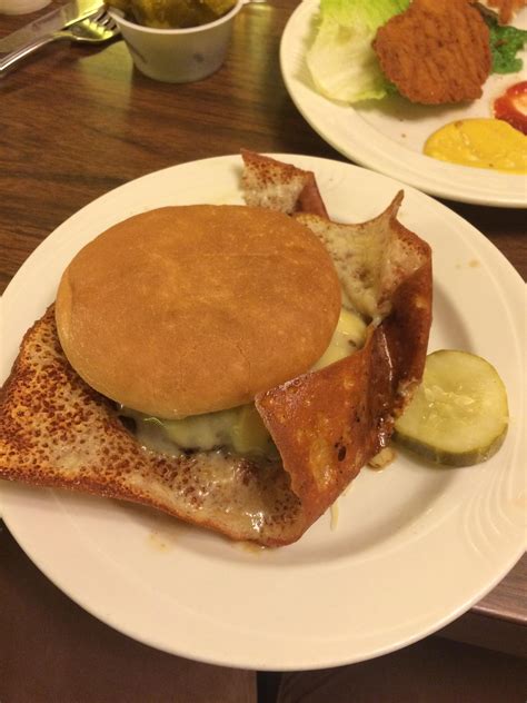 The Famous Shady Glen Diner Burger With A Giant Square Of Griddle