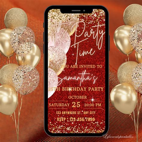 Digital Birthday Invitation Template Electronic Birthday Etsy