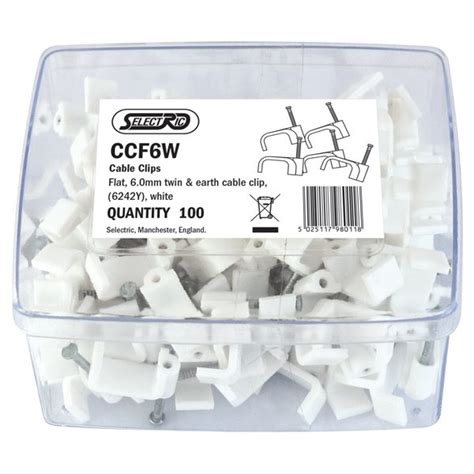 Ccf W Mm Flat Twin Earth Cable Clips Clips White Selectric Uk