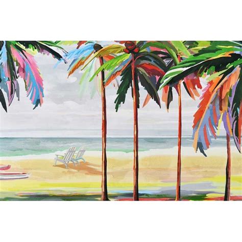 Tableau Tropical Design Et Cadre Palmiers D Or H Cm