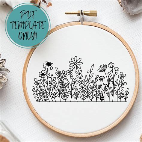 A Embroidery Pattern With Flowers On It And The Words Pot Template Only