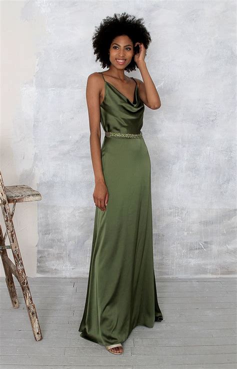 Rian Gown Olive Green Green Formal Dresses Green Satin Dress