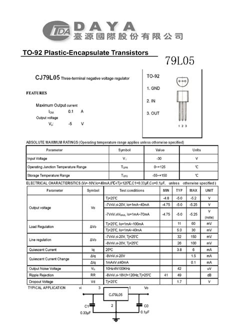 79l05 Datasheet11 Pages Daya To 92 Plastic Encapsulate Transistors