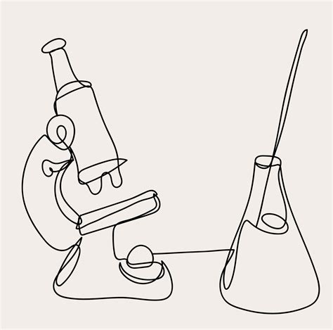 Minimalist Chemistry Equipment Line Art, Science Outline Drawing