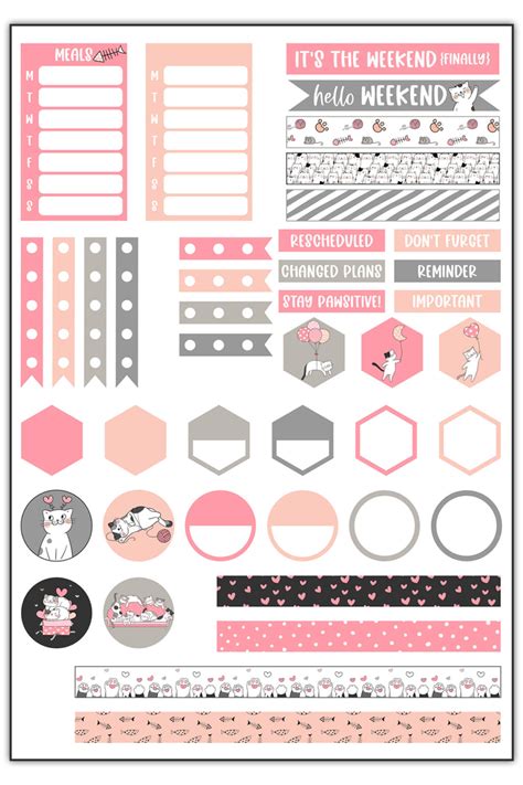 Cat Planner Stickers - Free Digital and Printable Cat Stickers