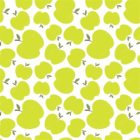 Premium Vector Apples Seamless Background Green Apples On A White