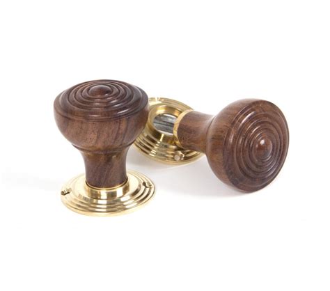 From The Anvil 83562 Ringed Mortice Rim Knob Set Rosewood And Polished Brass