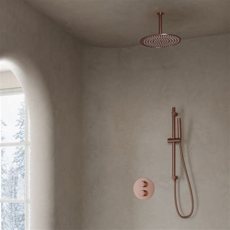 Douche à encastrer Banio Copper ronde avec tête de douche de 30 cm