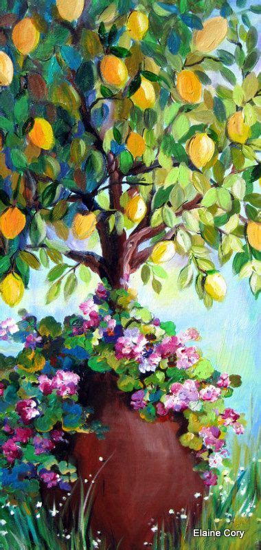 Lemon Tree Original Painting 15 X 30 Art By Elaine Cory Etsy