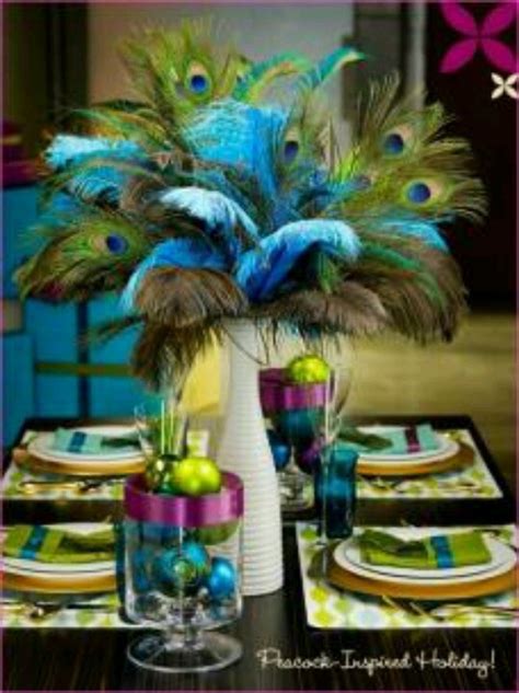 Peacock Feather Centerpiece Peacock Wedding Decorations Non Floral