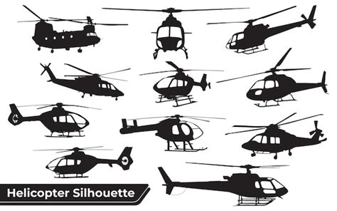 Premium Vector Collection Of Helicopter Silhouettes In Different