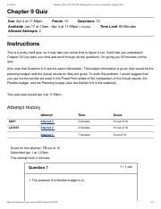 Chapter 9 Quiz ACC202 201 Managerial Uses Of Accounting Info Spring