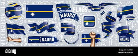 Vector Set Of The National Flag Of Nauru In Various Creative Designs