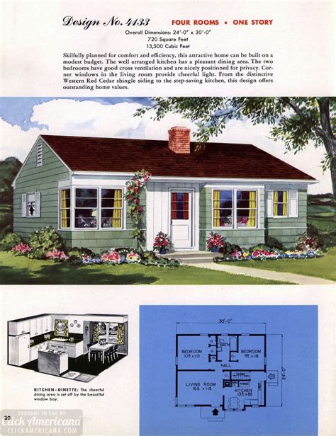 Classic House Plans From 1955 50s Suburban Home Designs At Click