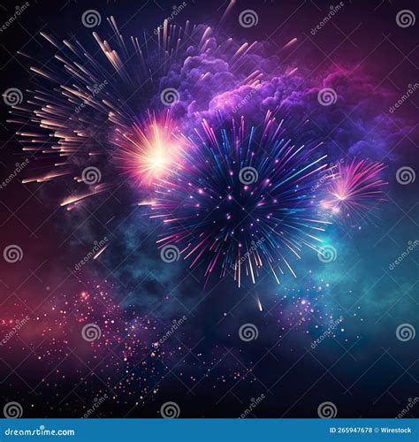 Illustration Of Colorful And Vibrant Pyrotechnics And Fireworks At