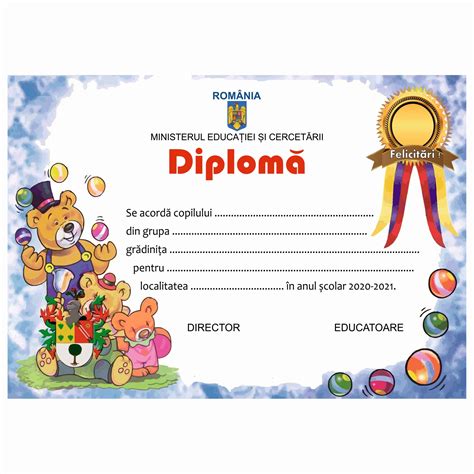 Set 10 Buc Diplome Gradinita Model 1 Emagro