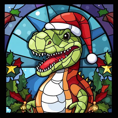 Premium Ai Image A Close Up Of A Cartoon Dinosaur Wearing A Santa Hat