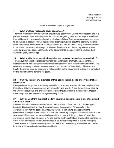 Economics Week 1 Weekly Assignments Week 1 And 3 Portia Koebke January 8 2024