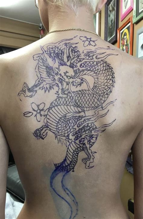 Dragon Back Tattoo Stencil | Dragon tattoo for women, Dragon tattoo ...