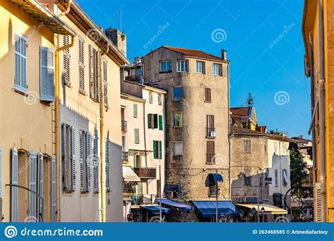 Place Jacques Audiberti Square With Colorful Vintage Houses In Historic