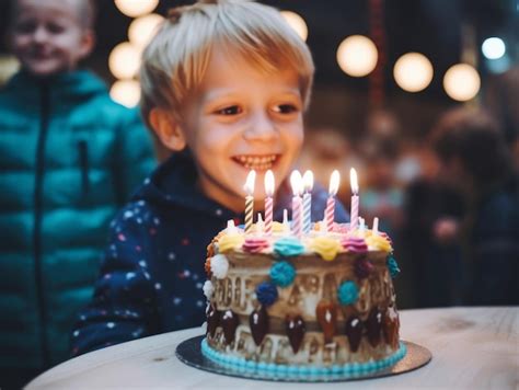 Premium Ai Image Child Blowing Out The Candles On Their Birthday Cake