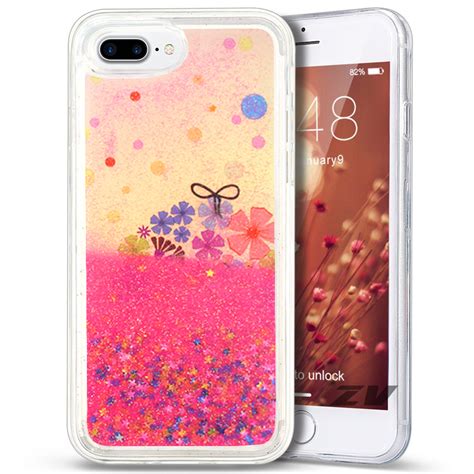 iPhone 7 / 7 Plus Case, ZV Glitter Star Design w/ Flowing Glitter - Walmart.com