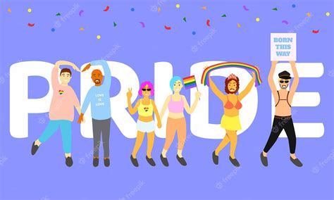 Premium Vector Pride Month Lgbt Parade Lgbt Couples Voicing The