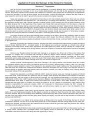 POSITION PAPER SAME SEX MARRIAGE2 1 Docx Legalization Of Same Sex