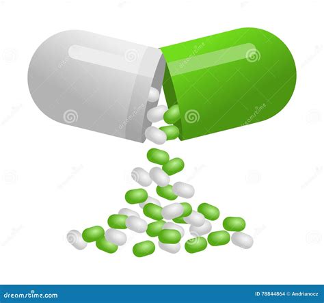 Medical Green Capsule Pill Isolated On White Background Stock