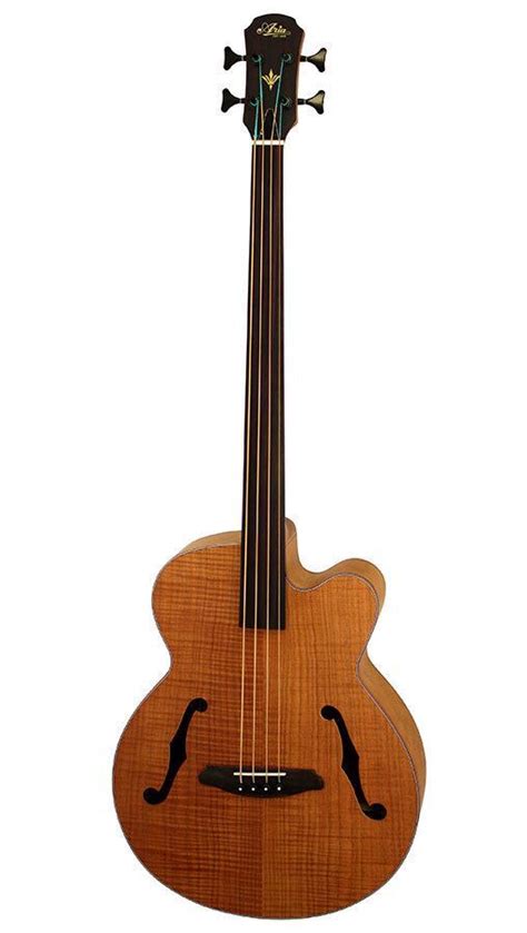 Aria Febflf F Hole Acoustic Electric Fretless Bass Guitar Natural