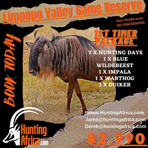 Limpopo Valley Game Reserve First Timer Hunt Package 7 Days 1 Hunter