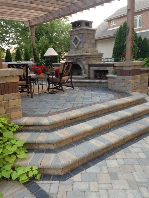 Paver Patio With Fireplace And Bar Contemporary Patio Chicago