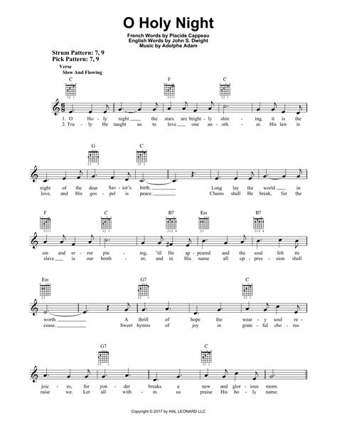 O Holy Night Easy Guitar Print Sheet Music Now