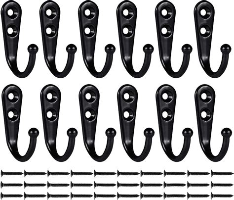 Mokife Pack Coat Hooks Black Wall Mounted Rustic Small Single Door