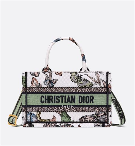 Mini Dior Book Tote With Strap White Multicolor Toile De Jouy Mexico Embroidery 21 5 X 13 X 7 5