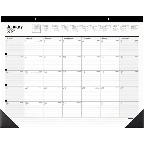 2024 Office Depot Brand Monthly Desk Pad Calendar 21 3 4 X 17 White