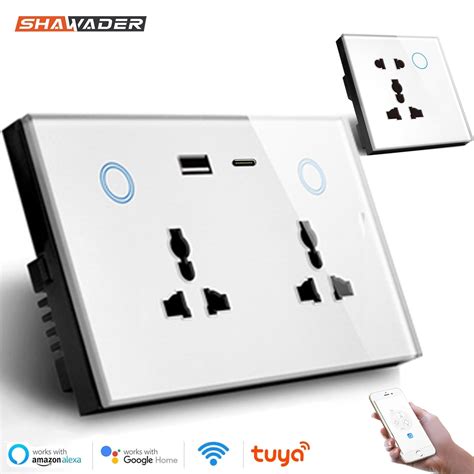 Tuya Wifi Smart Life Usb Type C Wall Socket Universal Electrical Plug