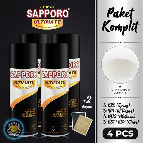 Jual PAKET SAPPORO ULTIMATE PUTIH MUTIARA PEARL WHITE METALLIC CAT